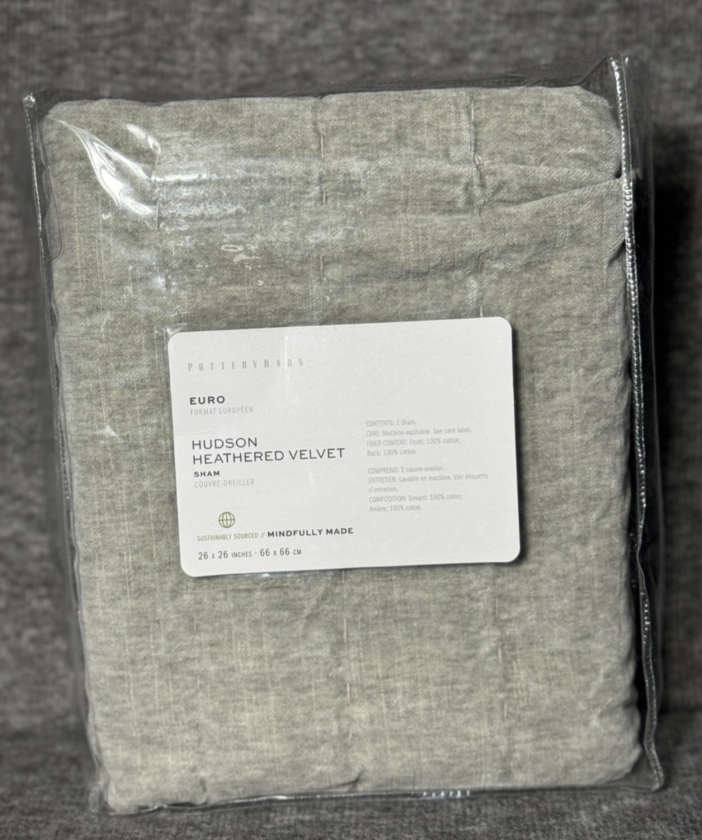 Pottery Barn Hudson Heathered Velvet Sham Standard - Heathered Gray - 26x20